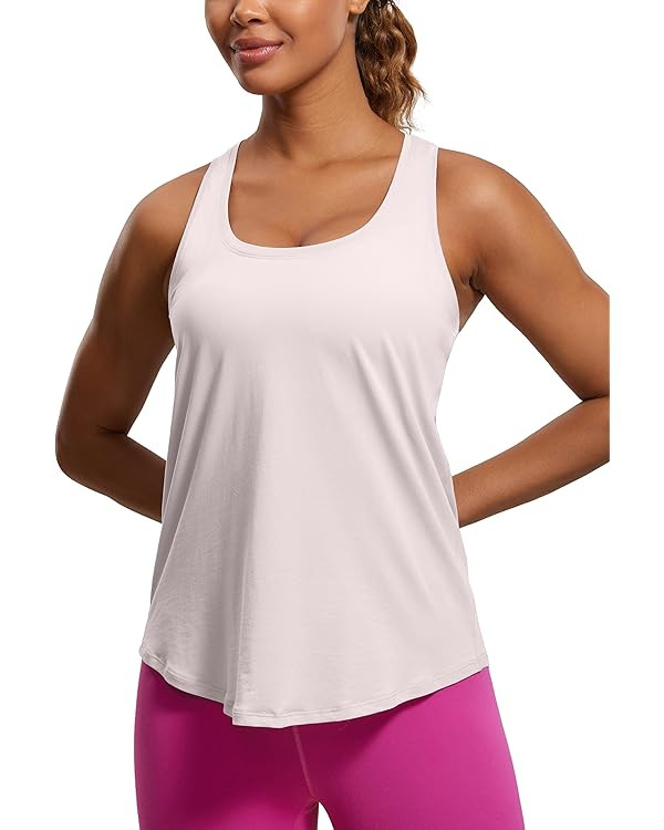 CRZ YOGA Womens Pima Cotton Racerback Workout Tank Tops Scoop Neck Loose Sleeveless Tops Athletic... | Amazon (US)