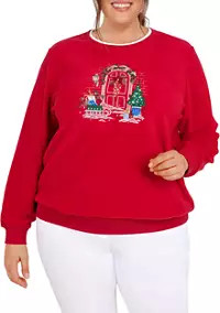 Alfred Dunner Plus Size  Festive Center Door Pullover | Belk