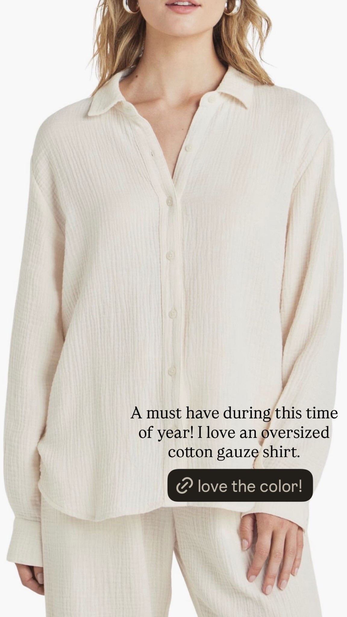 A must have during this time of year! I love an oversized cotton gauze shirt.

#LTKgrwm #LTKSeasonal #LTKootd 

 