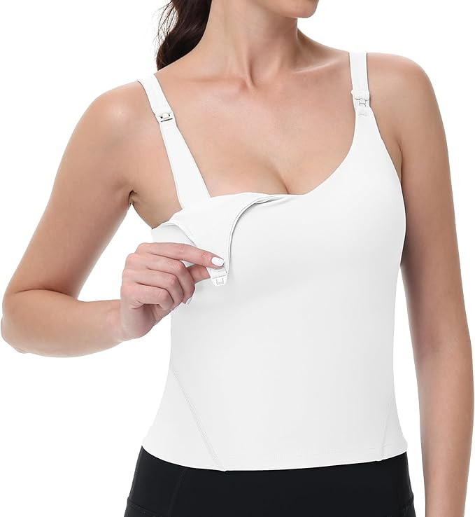 V VOCNI Nursing Tank Tops for Breastfeeding Workout Crop Top Longline Nursing Sport Bra Maternity... | Amazon (US)