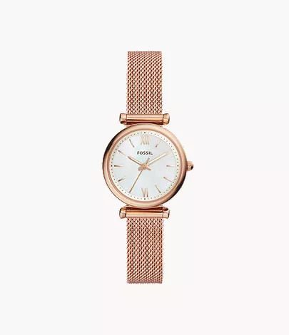 Carlie Three-Hand Rose Gold-Tone Stainless Steel Watch | Fossil (US)