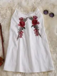 Slip Lace Embroidered Rose Applique Dress | ZAFUL (Global)