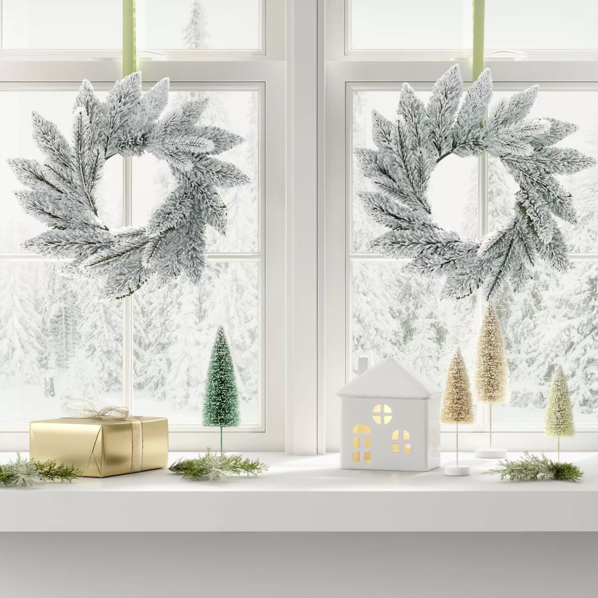 2pk Christmas Mini Wreath Flocked - Wondershop™ | Target