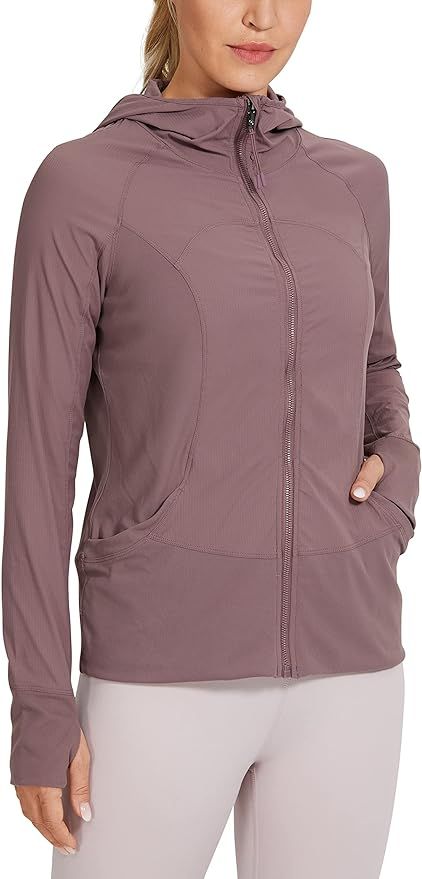 CRZ YOGA Women's Lightweight Breathable Athletic Jackets Full Zip Sweatshirt Running Hoodies with... | Amazon (US)