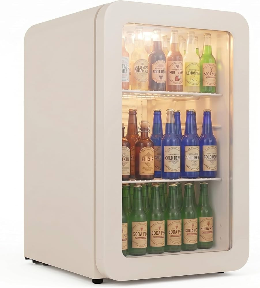 \u00b0CUBES Retro Fridge 128L Cream - Quiet Drinks Fridge with Large Storage Space for Kitchen, O... | Amazon (DE)