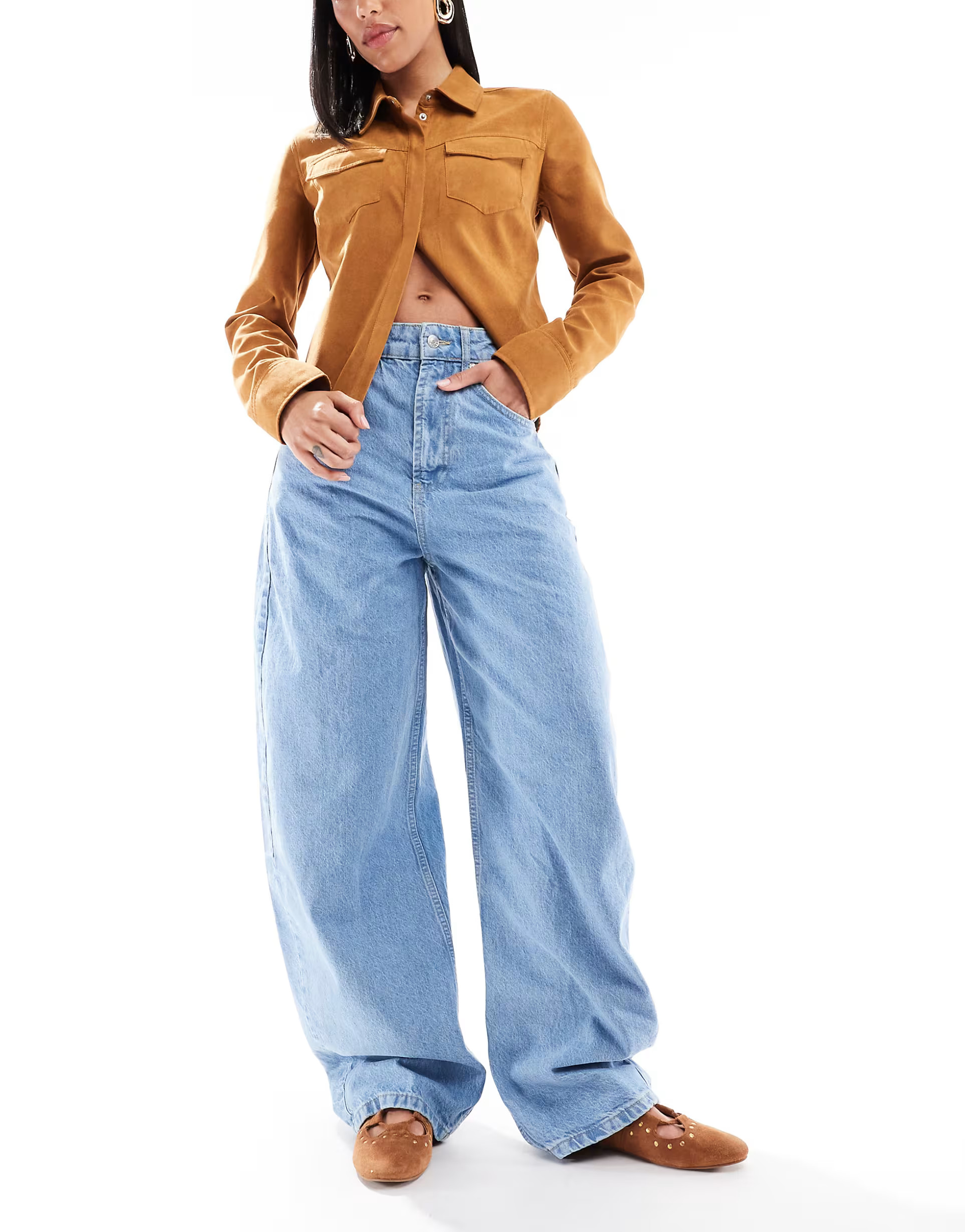 ASOS DESIGN denim high waisted barrel jeans in light wash | ASOS (Global)