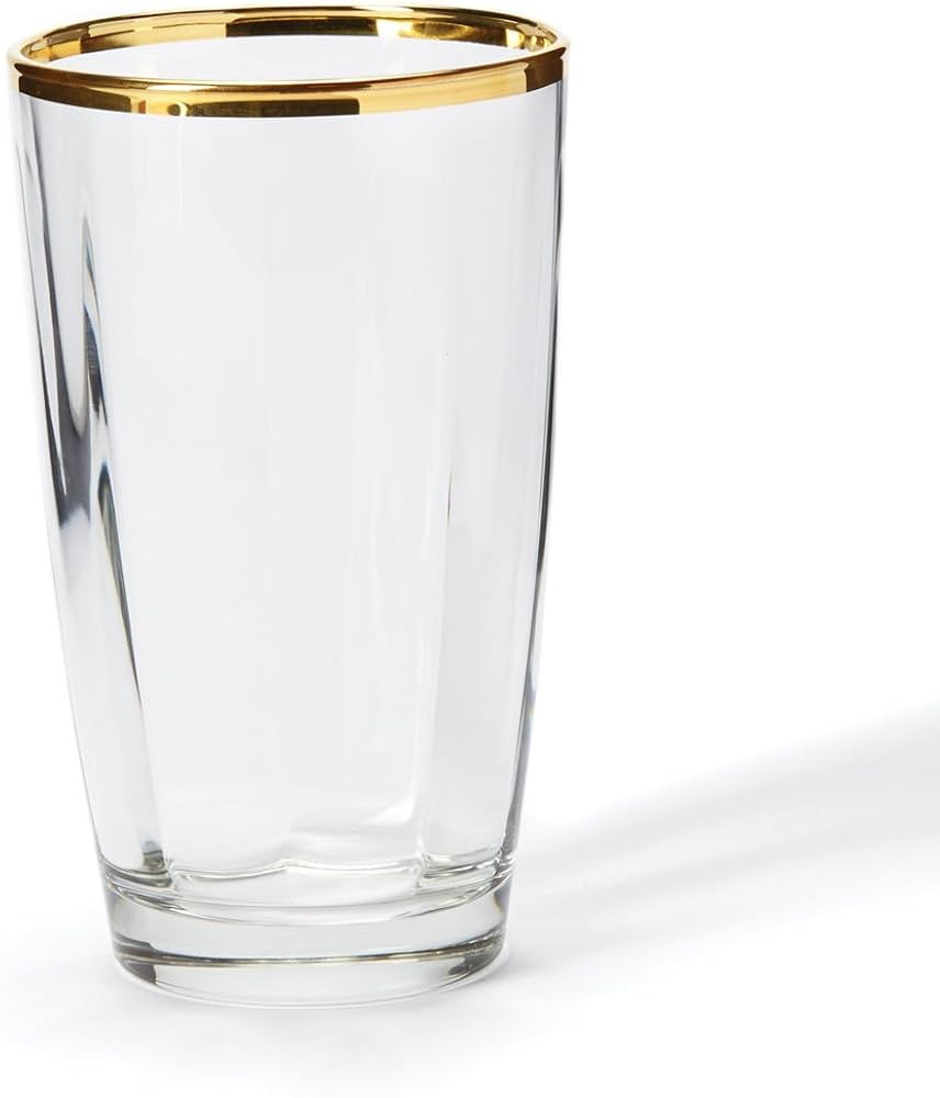 Vietri Optical Gold Highball Glass 5.5" H, 14 oz Cocktail Glass, Modern Bar Glassware/Drinkware | Amazon (US)
