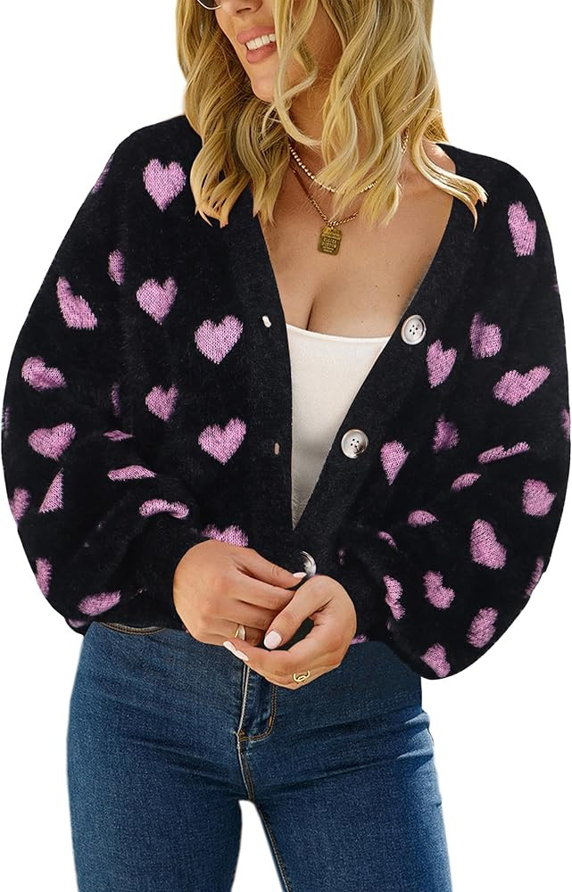 ECOWISH Women Floral Cropped Cardigan: Fall Long Sleeve Open Front Fuzzy Daisy Print Knit Sweater... | Amazon (US)