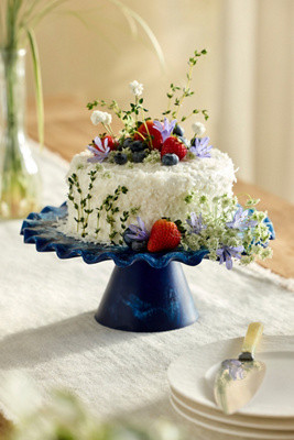 Ruffled Blue Resin Cake Stand | Anthropologie (US)