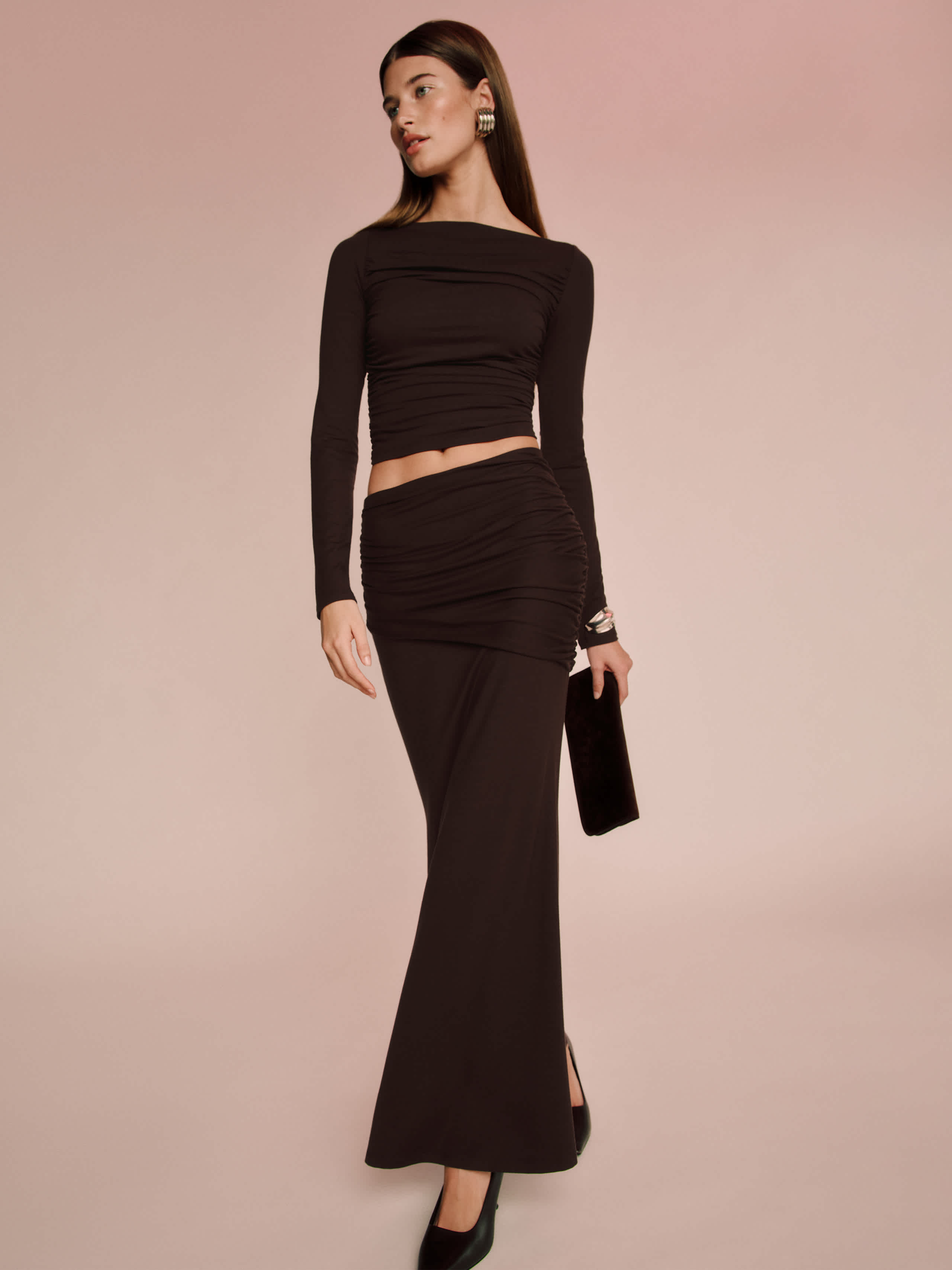 Reformation Emi Knit Two Piece Brown Small | Reformation (Global)