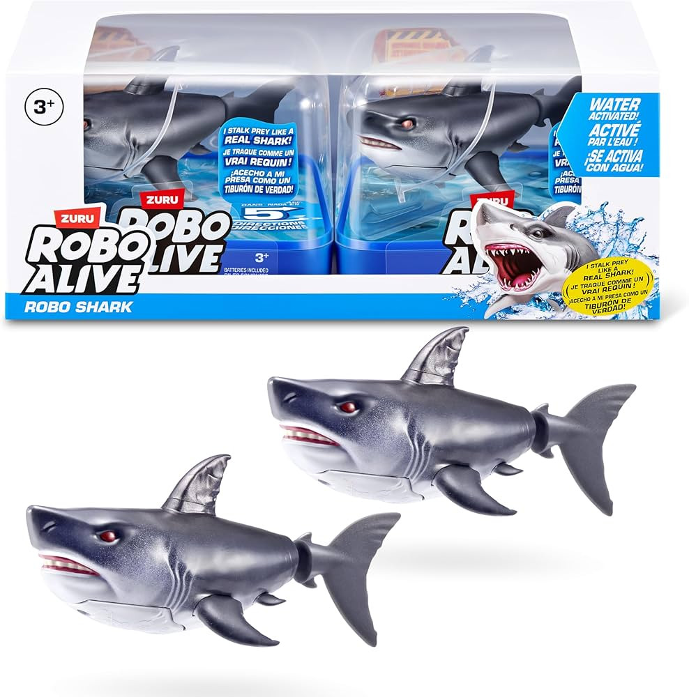Robo Alive Water Activated Shark 2 Pack (Grey) by ZURU – Realistic Swimming Robotic Bath Toy fo... | Amazon (US)