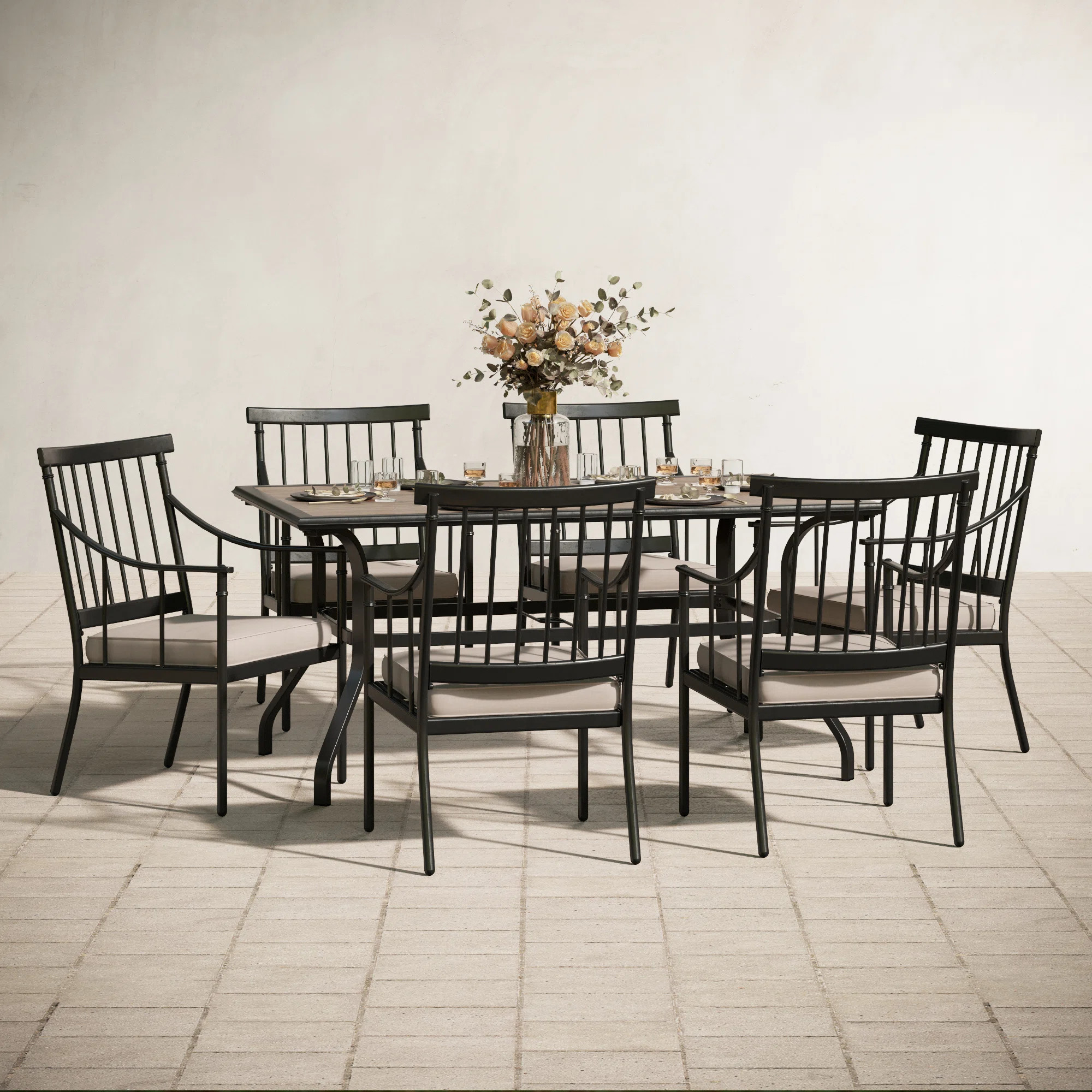 Lark Manor™ Alyah Rectangular 6 - Person 61.42'' Long Dining Set with Cushions & Reviews | Wayf... | Wayfair North America