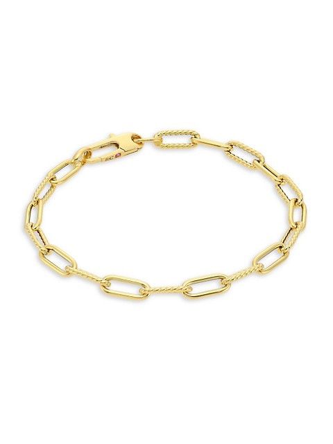 Designer 18K Yellow Gold Polished & Fluted Oval-Link Bracelet | Saks Fifth Avenue