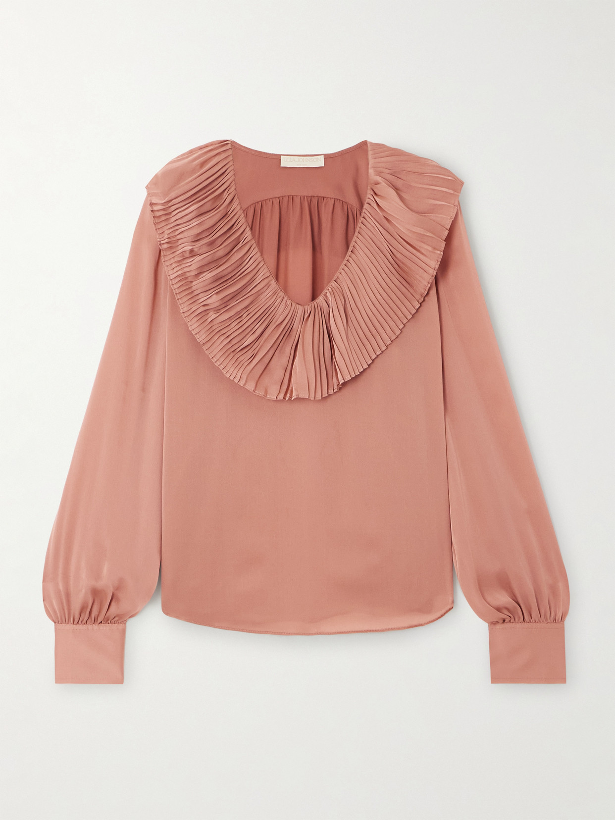 Ulla Johnson - Pleated Silk-satin Blouse - Pink | NET-A-PORTER (US)