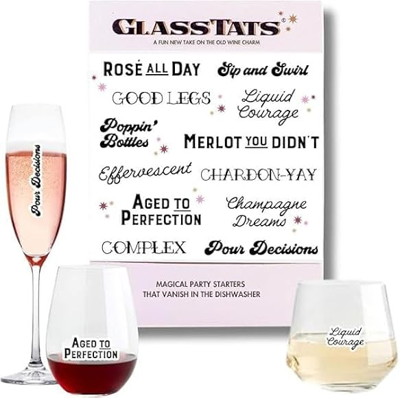 Dissolvable Drink Markers - Wine Glass Charms - Happy Hour Themed Party Favors | Amazon (US)