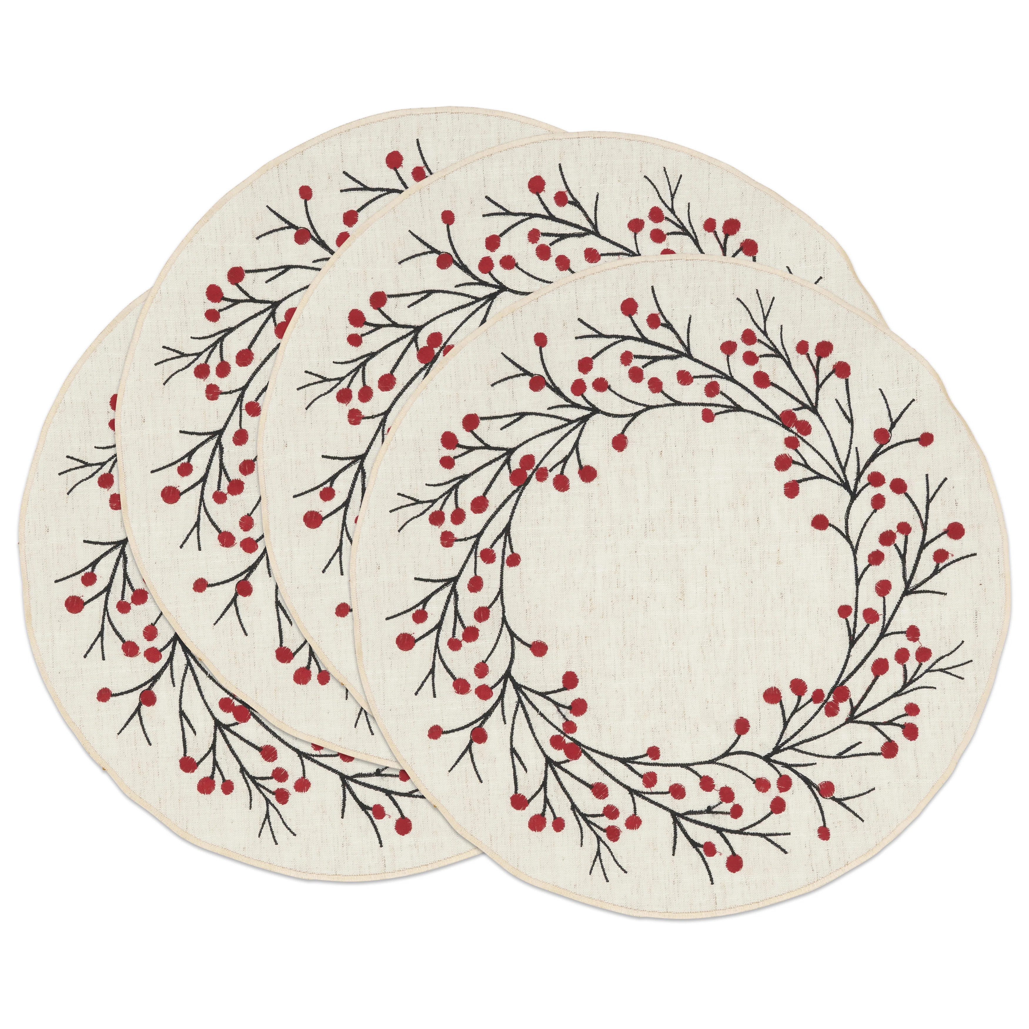Red Berry Collection No Pattern Square Placemat (Set of 4) | Wayfair North America