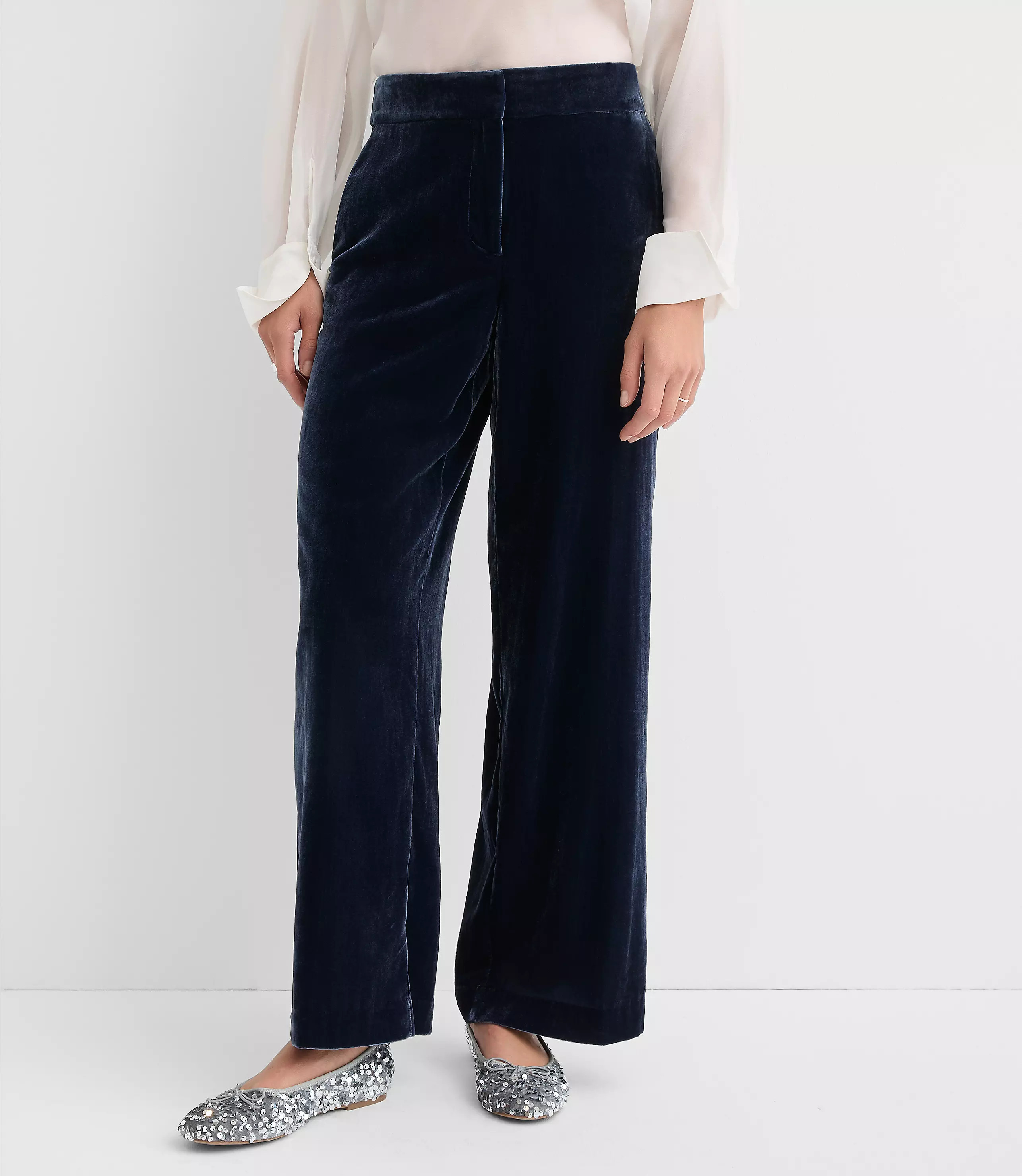 Curvy Clean Wide Leg Pants in Velvet | LOFT