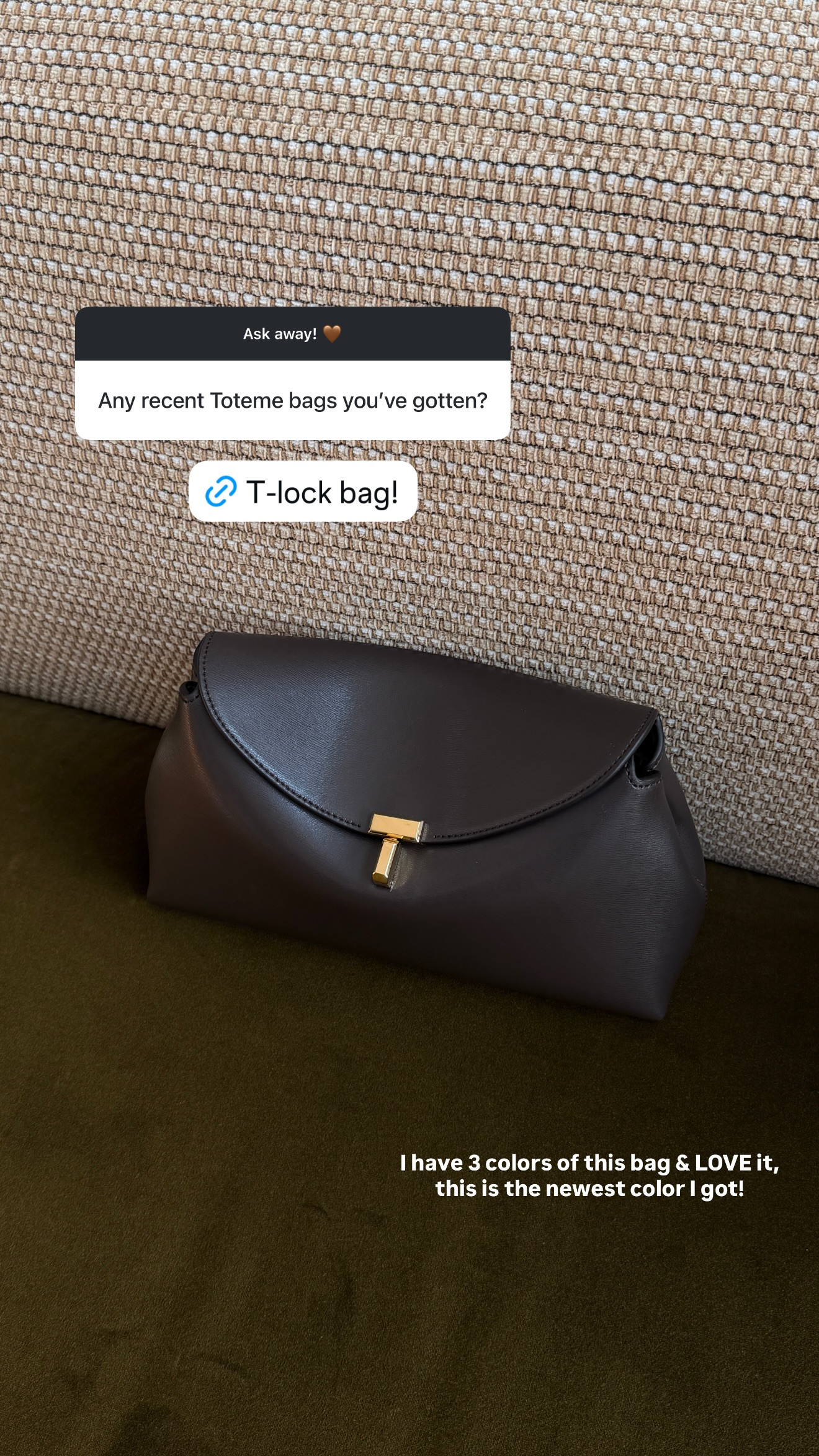 I have the Toteme T-lock bag in 3 colors and LOVE it! Bark is the most recent color I got!

#LTKootd #LTKdayinmylife #LTKTravel
