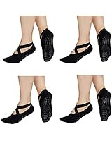 Women's Toe Socks with Grips, 4 Pairs Non-Slip Five Toe Socks for Yoga,Pilates, Barre, Ballet, Fi... | Amazon (US)