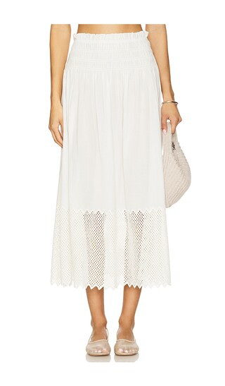 The Canary Skirt With Honeycomb Eyelet in White | Revolve Clothing (Global)