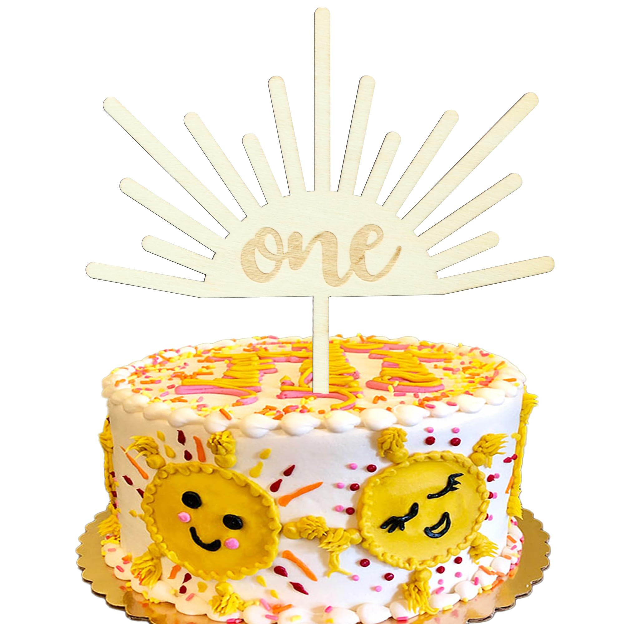 Gyufise 1Pcs Sun One Cake Topper 1st Birthday Cake Decoration One Year Old Wooden Sun Cake Topper... | Amazon (US)