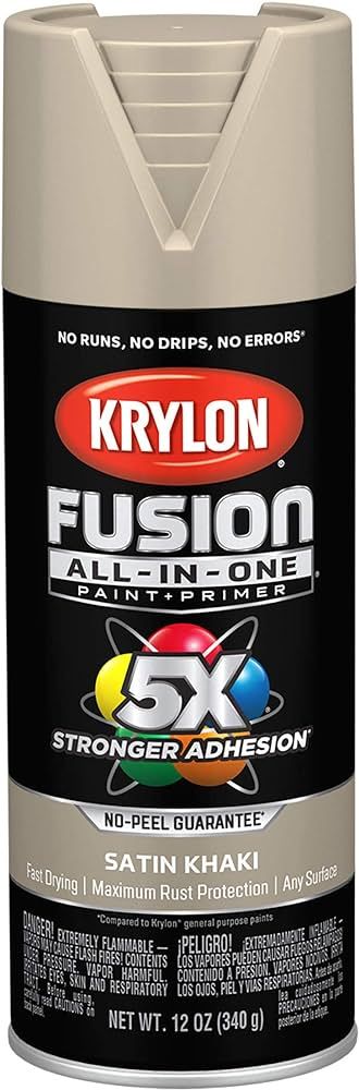 Krylon K02740007 Fusion All-In-One Spray Paint for Indoor/Outdoor Use, Satin Khaki Beige 12 Ounce... | Amazon (US)