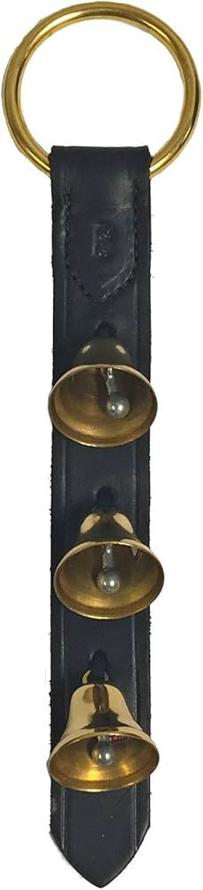 Home and Holiday Shops Black Leather Strap with 3 Brass Bells Sleigh Bell Door Knob Hanger Made i... | Amazon (US)