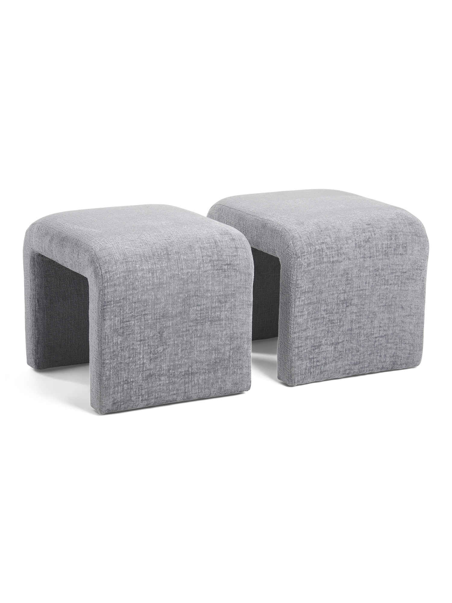 Set Of 2 Chunky Chenille Curved Ottomans | TJ Maxx