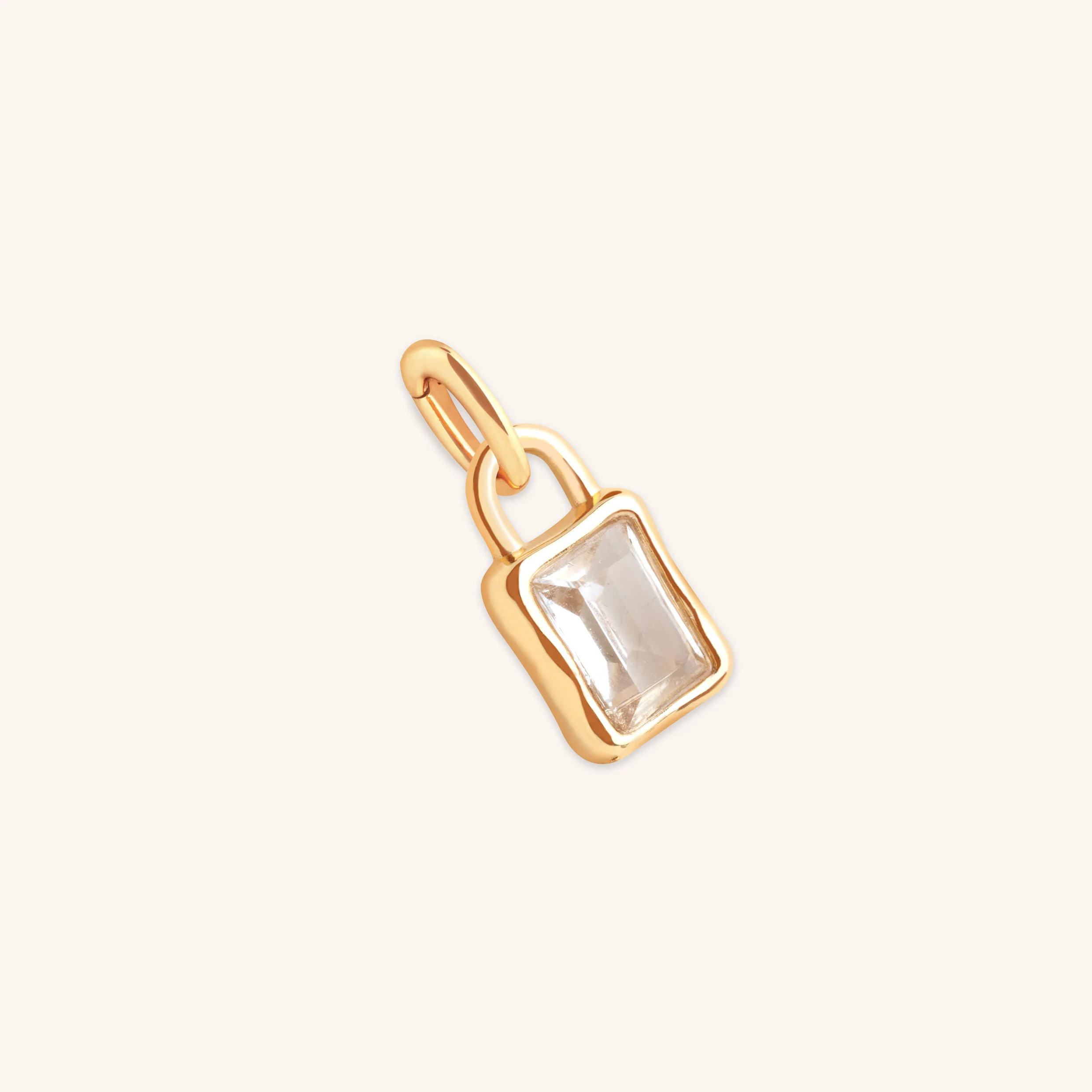 White Topaz April Clip Charm in Gold | Astrid & Miyu UK