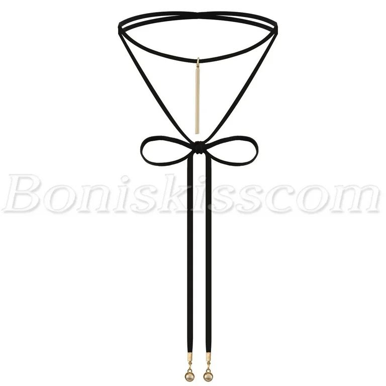 Women Retro Long Bowtie Bow Knot Gothic Velvet Collar Choker Necklace Adjustable | Walmart (US)