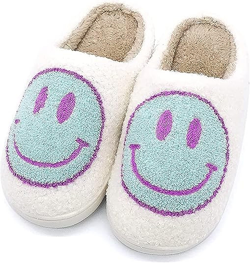 Smiley Face Slippers For Women - Fuzzy Smiley Slippers With Smile - Fluffy Happy Face Slides Home... | Amazon (US)