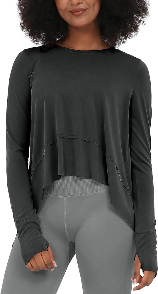 ODODOS Long Sleeve Tee for Women with Thumb Hole Athletic Gym Workout Crop Tops Yoga Shirts | Amazon (US)