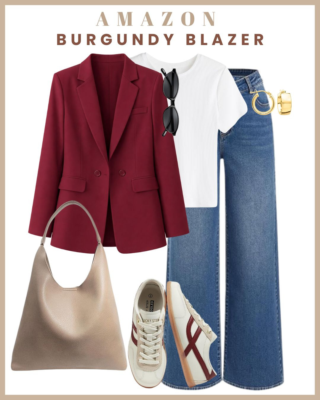 One burgundy blazer, three chic outfits 🍷
Styled this Amazon burgundy blazer in 3 versatile ways—perfect for workdays and beyond 

1️⃣ With black trousers for a sleek, polished office look 
2️⃣ With jeans for effortless smart-casual vibes 
3️⃣ With a grey skirt for a soft, feminine work outfit 

Bold, elegant, and surprisingly easy to style—this blazer instantly elevates any look 

To shop these looks, comment “link” and I’ll DM you, or check the Amazon Storefront link in bio 🛍️💌

(Burgundy Blazer, Burgundy Blazer Outfit, Fall Blazer Style, Workwear Blazer, Office Outfit Ideas, Smart Casual Blazer, Chic Layered Look, Capsule Wardrobe Blazer, Elevated Basics, Burgundy Outfit Ideas, Street Style Blazer, Burgundy and Neutrals, Tailored Blazer Outfit, Business Casual Style, Blazer with Jeans Outfit, Blazer with Trousers, Everyday Chic Outfit) 

 #LTKgrwm #LTKootd #LTKWorkwear