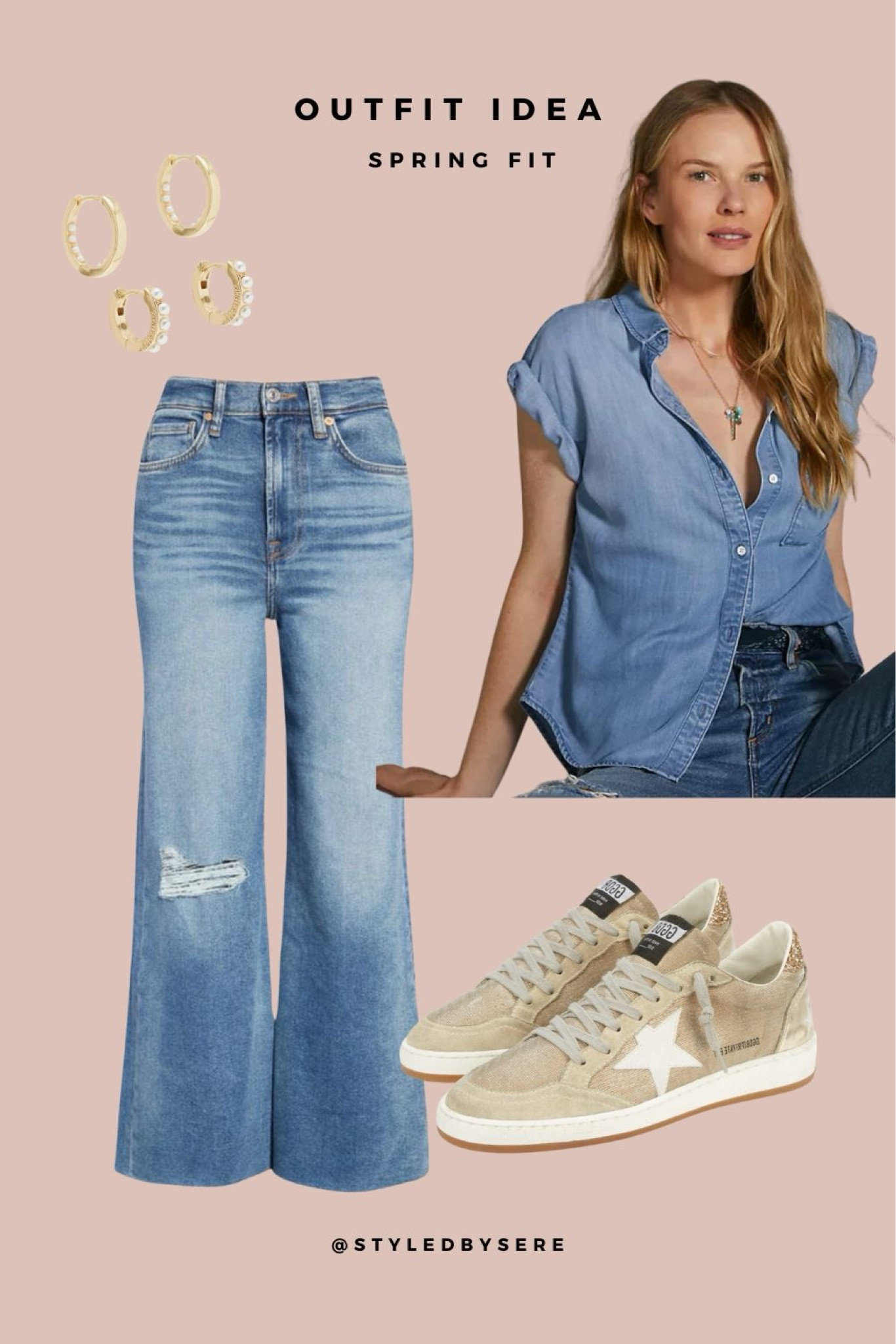 Hop on the double denim train in the best of ways. Take the look to the streets with chic sneaks, elevated jewelry, and relaxed jeans. A dolman sleeve top is the perfect way to stay cool all spring & summer long!

#LTKSeasonal #LTKStyleTip #LTKFindsUnder100