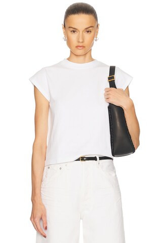 AGOLDE Bryce Cap Sleeve Tee in White - White. Size L (also in M, S, XS). | FWRD 