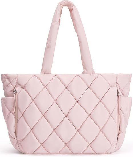 BAGSMART Tote Bag for Women, Quilted Puffer Tote Bag with Compartments, Shoulder Handbag Work Bag... | Amazon (US)
