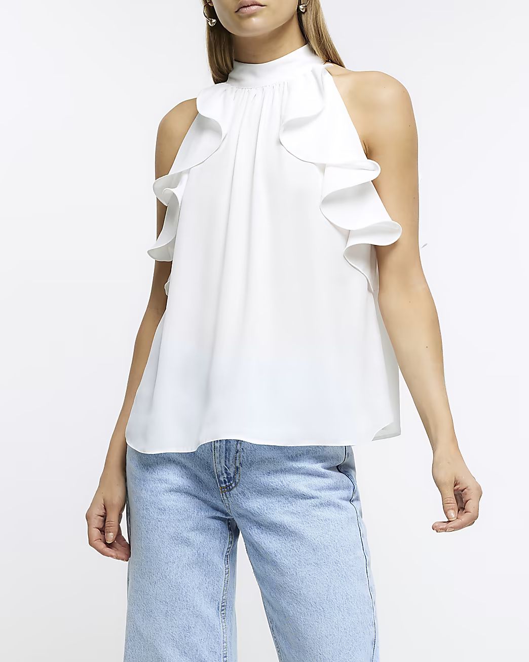 White ruffle blouse top | River Island (UK & IE)