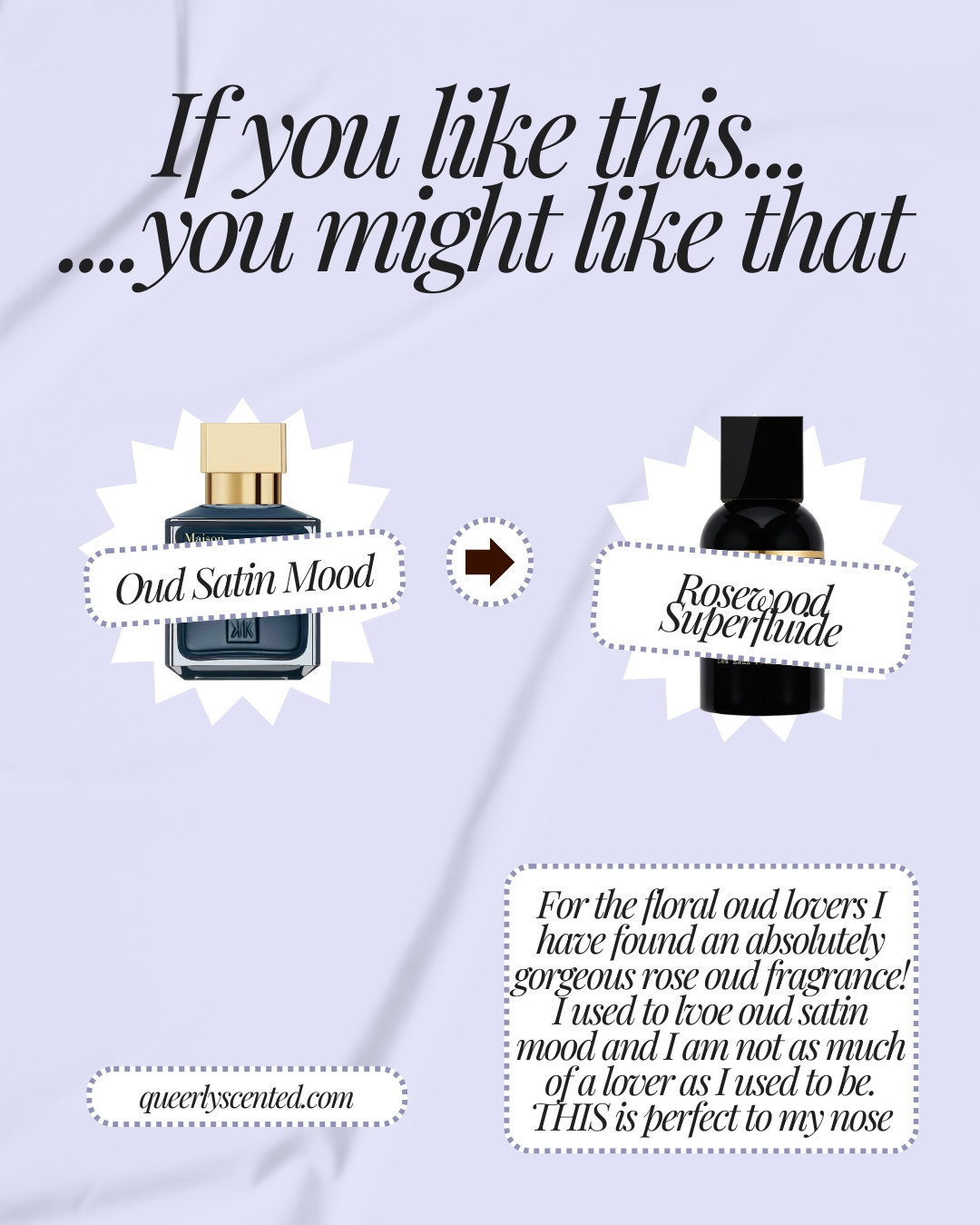 #paidlink SHOP these items on my website in bio 
If you like this...you might like that. 
For the rose and oud lovers I have a new orgasmic scent that you need to add to your collection. Perfect for date night and its so sultry. I fell out of love with oud satin mood butrosewood superfluide is so much better.  
Shop superfluide here: https://go.shopmy.us/p-39348830
.
.
#perfume
#perfumelover
#fragrance
#fragrancereview
 

#LTKBeauty #LTKselfcare #LTKvlog