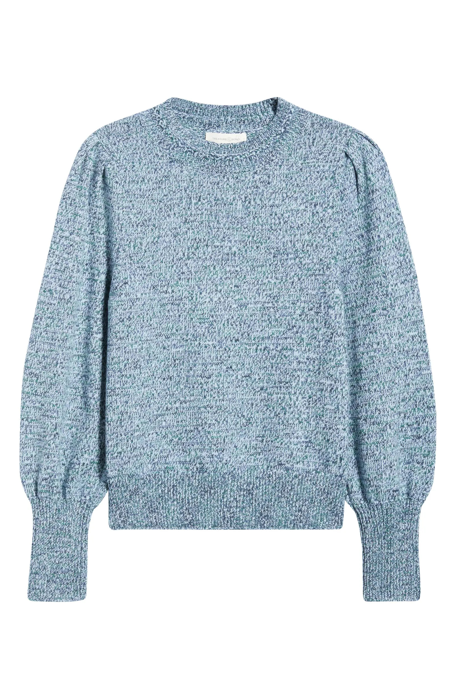 Treasure & Bond Marl Balloon Sleeve Crewneck Sweater | Nordstrom | Nordstrom