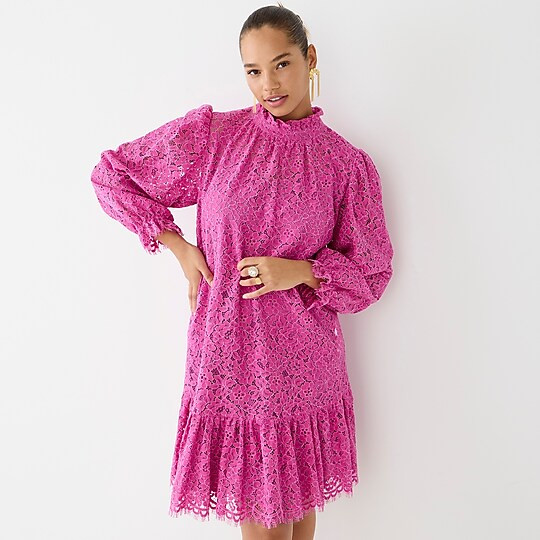 Ruffleneck lace dress | J. Crew US
