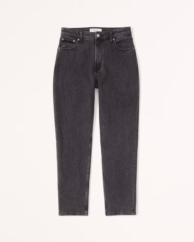 Abercrombie & Fitch Women's Curve Love High Rise Mom Jean in Black - Size 35L | Abercrombie & Fitch (US)