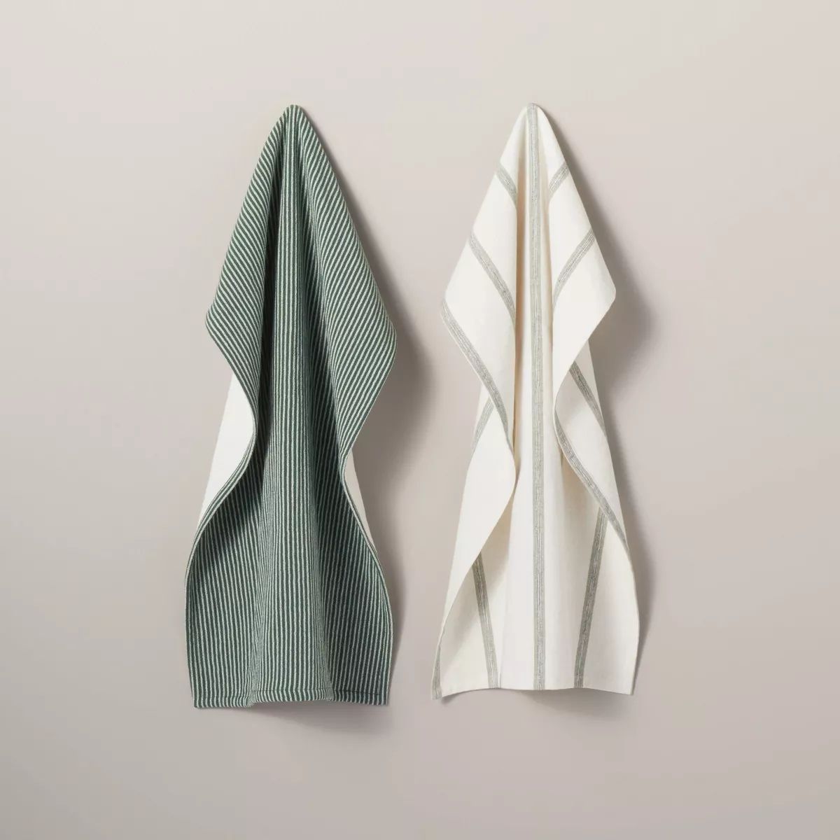 2ct Holiday Stripe Kitchen Towel Set Green/Cream - Hearth & Hand™ with Magnolia | Target