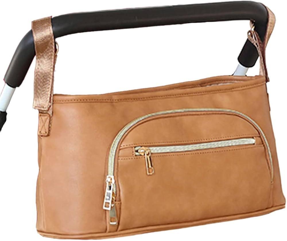KZNI Leather Baby Stroller Organizer with Insulated Cup Holders,Diaper Storage Secure Straps Pock... | Amazon (US)