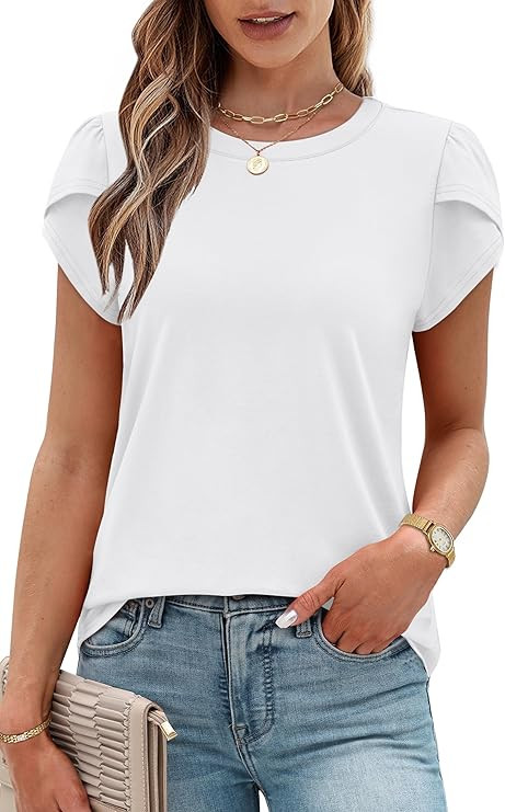 OFEEFAN Womens Tops Short Sleeve T Shirts Crew Neck Spring Summer Outfits Fashion Clothing Buinse... | Amazon (US)