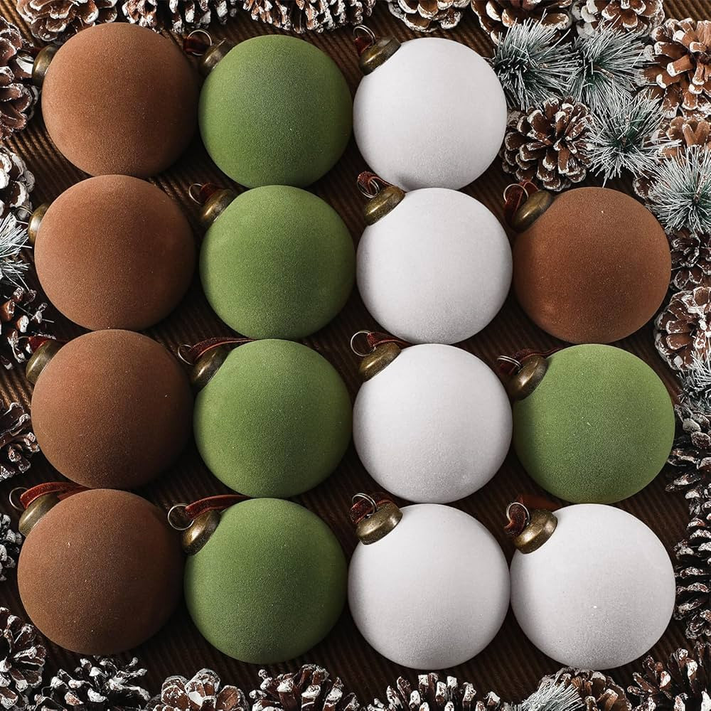Liliful 15 Pcs Velvet Christmas Balls Bulk Flocked Christmas Tree Ball Ornaments Plastic Balls Xm... | Amazon (US)