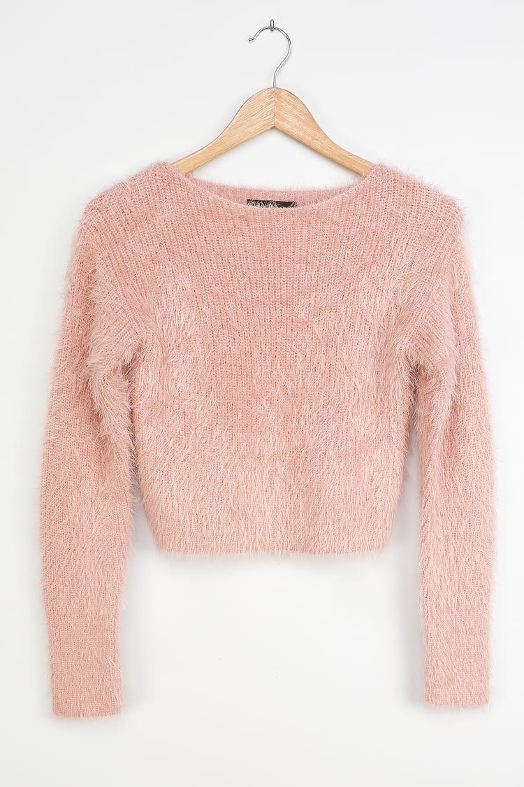 Dream State Mauve Pink Eyelash Knit Cropped Sweater | Lulus (US)