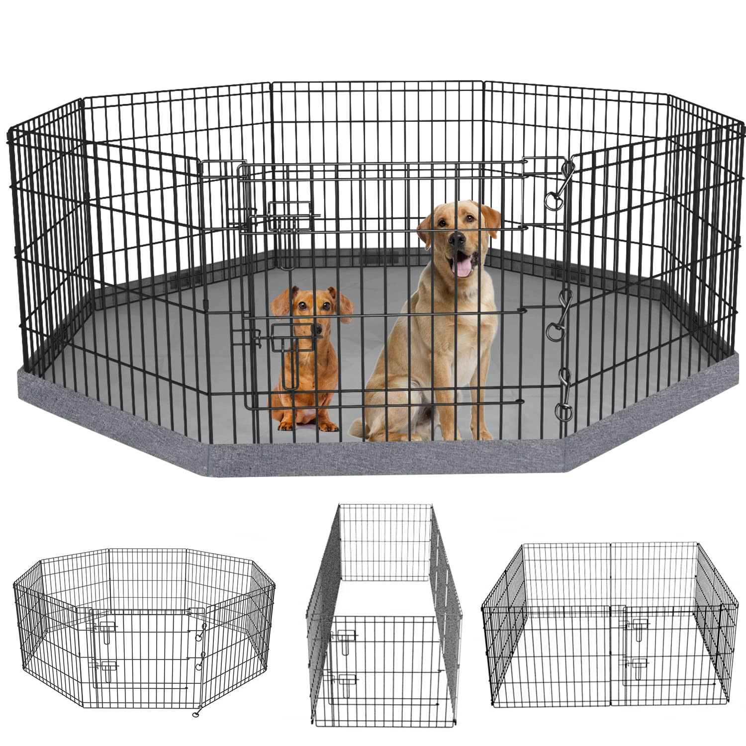 PETIME Foldable Metal Dog Exercise Pen/Pet Puppy Playpen Kennels Yard Fence Indoor/Outdoor 8 Pane... | Amazon (US)