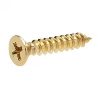 #14 x 2 in. Phillips Flat Head Brass Wood Screw (2-Pack) | The Home Depot