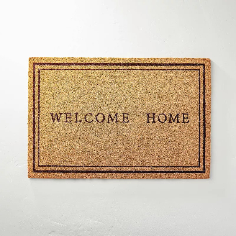 Welcome Home Coir Doormat Tan/Black - Hearth & Hand™ with Magnolia | Target