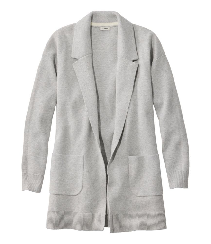 Women's Wicked Soft Cotton/Cashmere Coatigan Sweater Light Gray Heather Large L.L.Bean | L.L. Bean